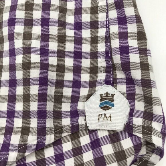 Peter Millar Shirt Mens‎ Large Button Up Long Sleeves Purple Check Preppy Office - Picture 5 of 9